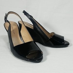Antonio Melani Black Patent Wedge Heels